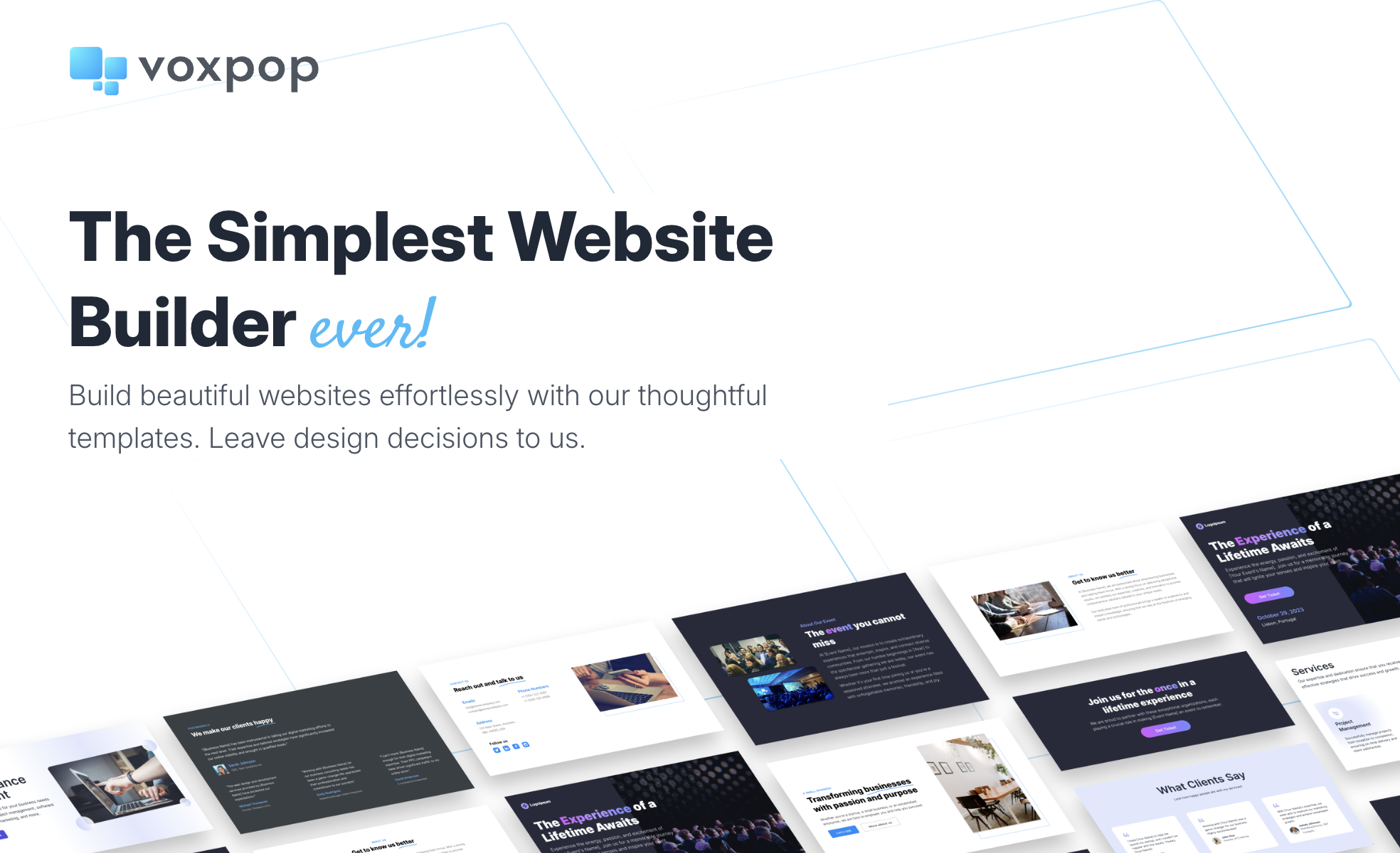 VoxPopSites Landing Page